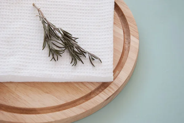 Rosemary on the white towel