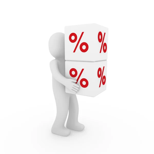 3D mänskliga försäljning kub röd vit — Stockfoto