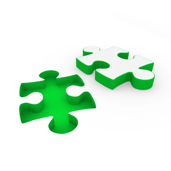 3d puzzle verde branco — Fotografia de Stock