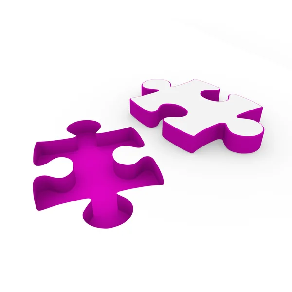 3d puzzle viola bianco — Foto Stock