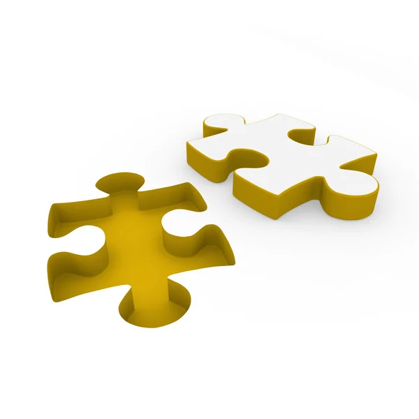 3d puzzle amarelo branco — Fotografia de Stock