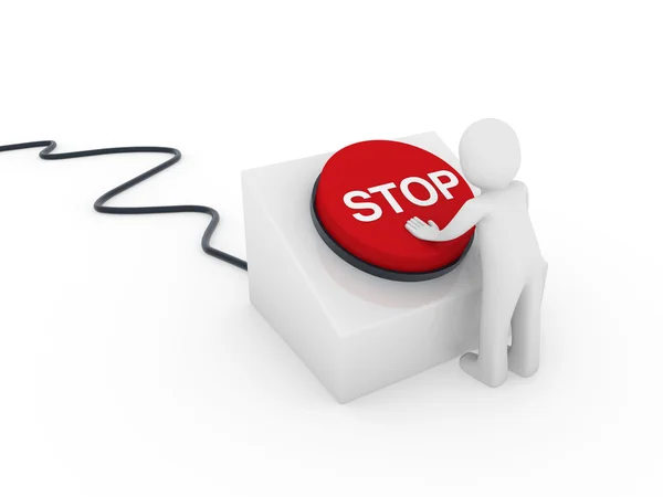 3d human button stop — Stock Photo, Image