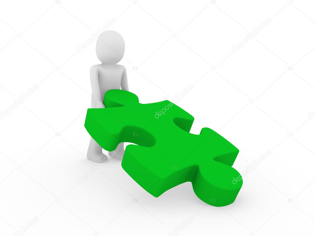 3d human puzzle green