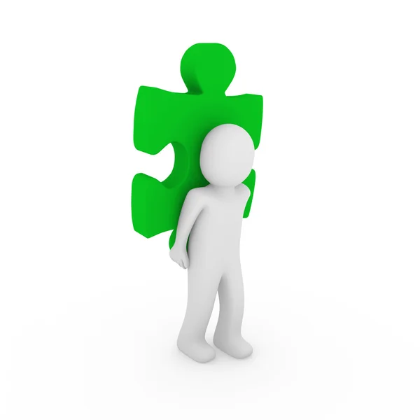 3d human puzzle green — Stock Photo, Image