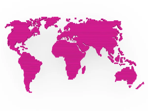 Mapa del mundo rosa púrpura — Foto de Stock