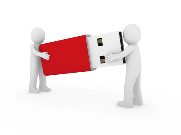 3D человек мужчин USB палку красного цвета — стоковое фото