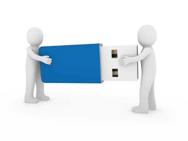 3D menschliche Männer USB-Stick blau — Stockfoto