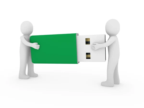 3d человек мужчин USB палку зеленый — стоковое фото