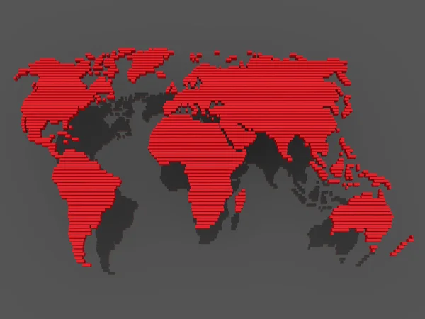 世界地图黑色红 — 图库照片