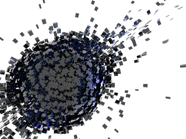 Explosion des 3D-Würfeleffekts — Stockfoto