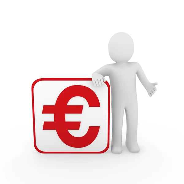 3d man euro red cube — Stock Photo, Image