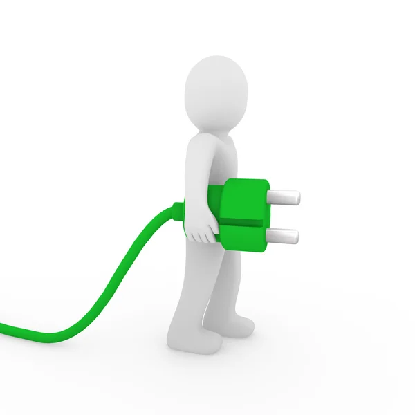 3D-man groene plug — Stockfoto