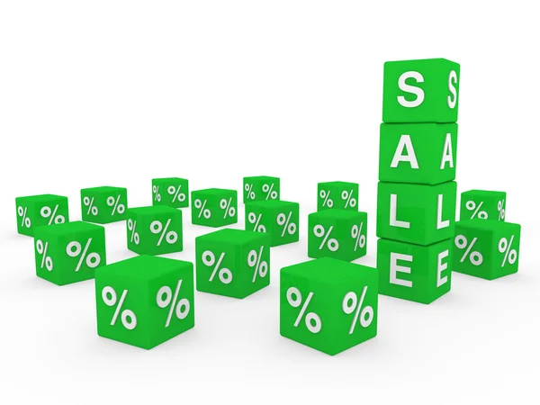 3D försäljning kub grön — Stockfoto