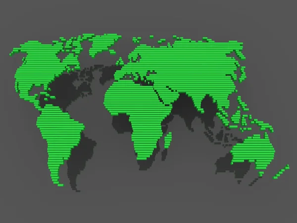 世界地图黑绿色 — 图库照片