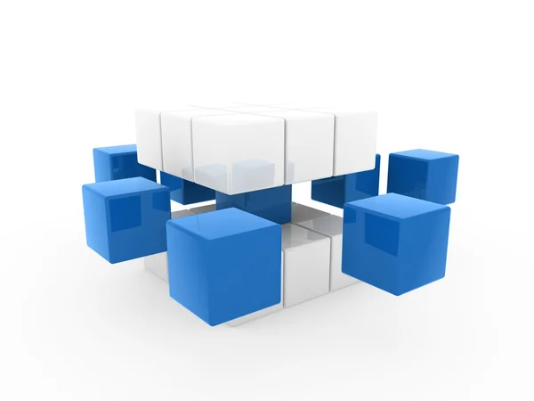 3D kuben blå vit — Stockfoto