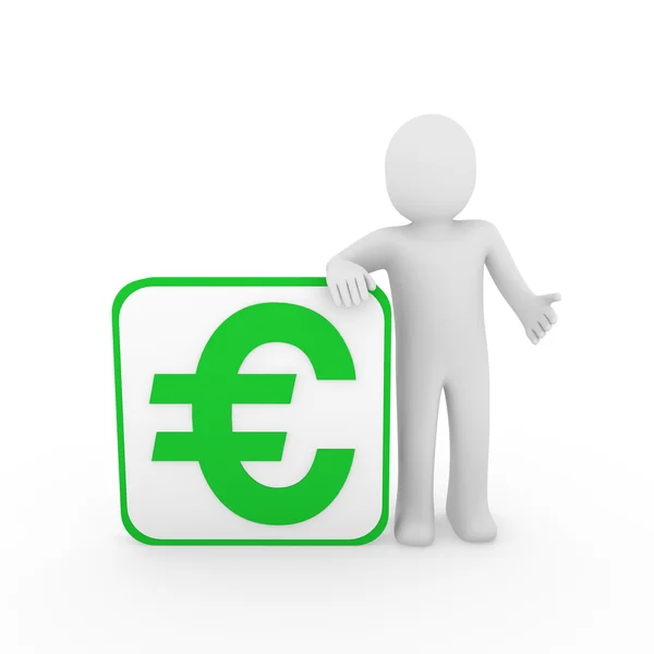 3D-man euro groene kubus — Stockfoto