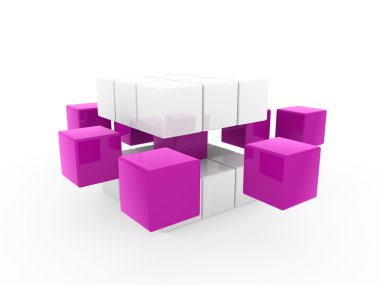 3d cube purple white clipart