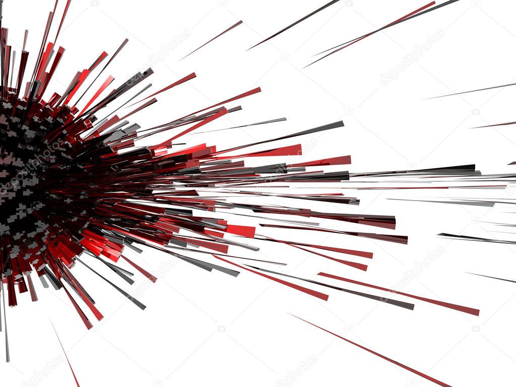 3d abstract explosion red