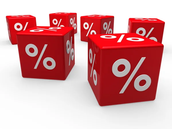 3D-rode verkoop kubus percentage — Stockfoto