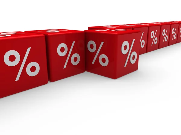Porcentaje de cubo de venta rojo 3d —  Fotos de Stock
