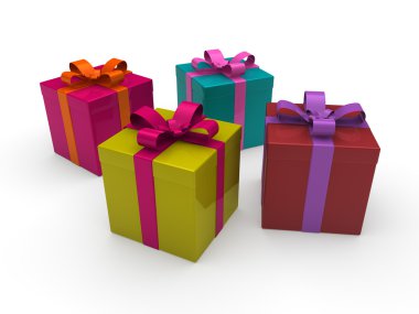 3d gift box color clipart