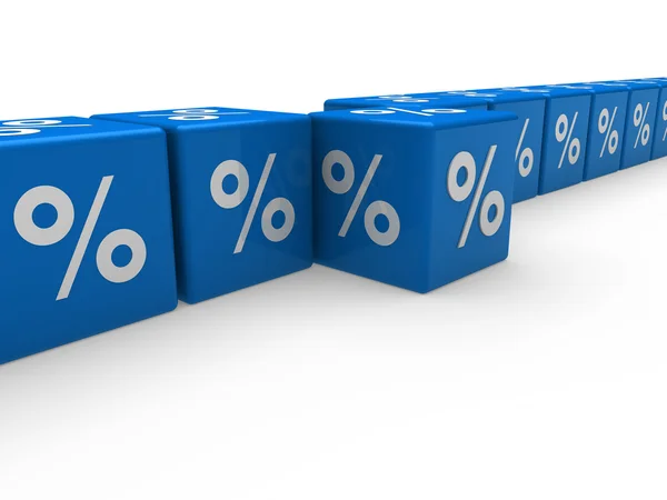 3D kostka procento modré prodej — Stock fotografie