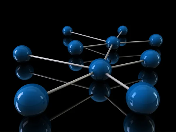 3D-chroom blauw netwerk — Stockfoto