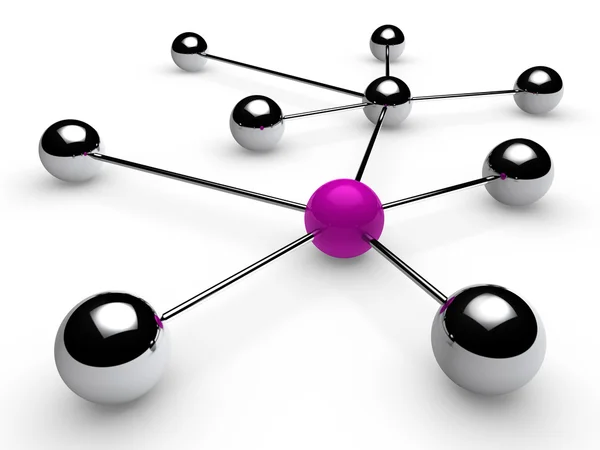 3 d クローム紫ネットワーク — ストック写真