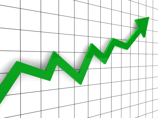 3d graph arrow green — Stock Photo, Image
