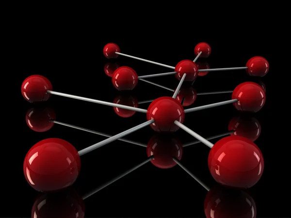 3d chrome red network — Stock Photo, Image