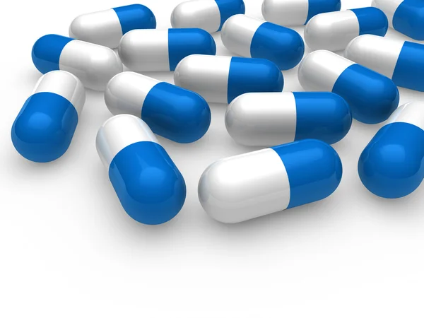 3d pill blue white — Stock Photo, Image