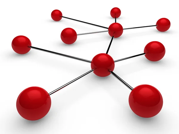 3d red chrome network — Stock Photo, Image