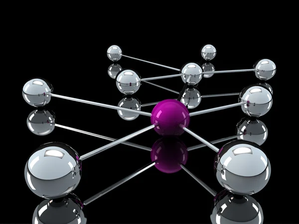 3 d クローム紫ネットワーク — ストック写真
