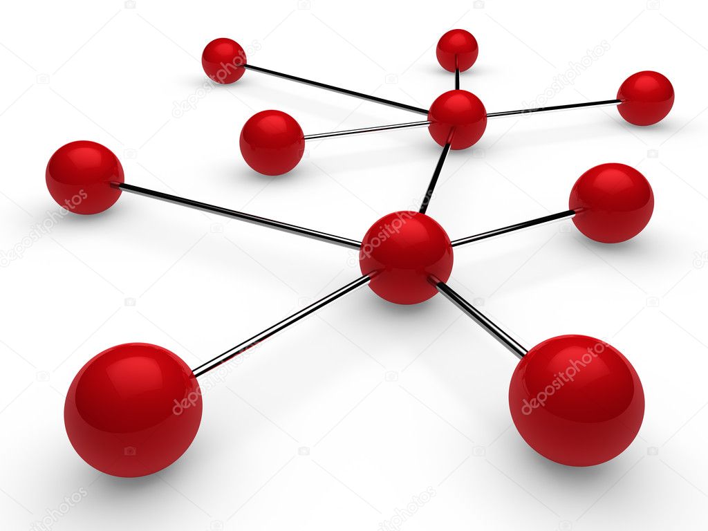 3d red chrome network