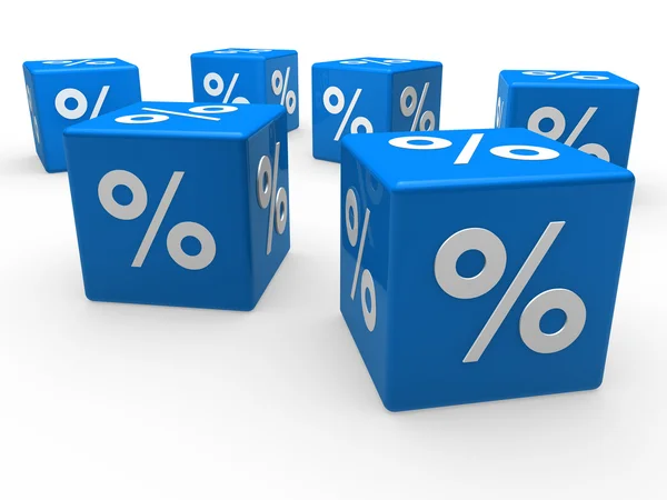 3-й процент продаж синего куба — стоковое фото