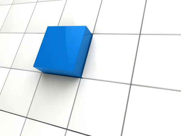 3D küp mavi alan — Stok fotoğraf