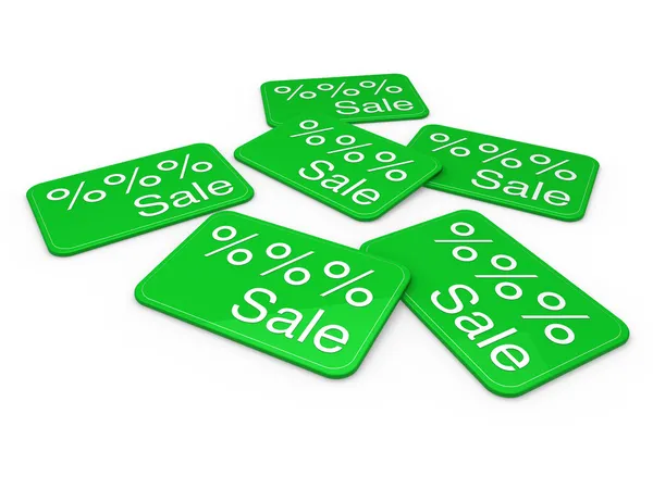 3d venda cartão verde — Fotografia de Stock