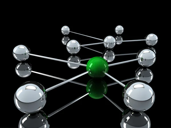 3d chrome green network — Stock Photo, Image