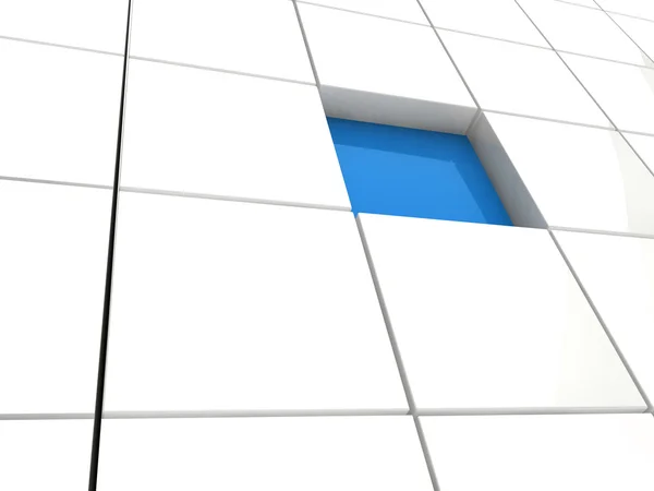 3d cubo azul área — Fotografia de Stock