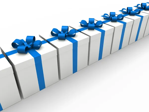 3d azul caixa de presente — Fotografia de Stock