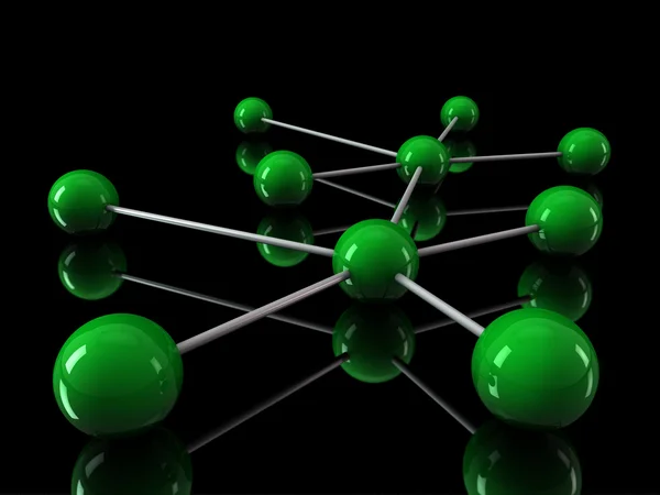 3D-chrome groen netwerk — Stockfoto