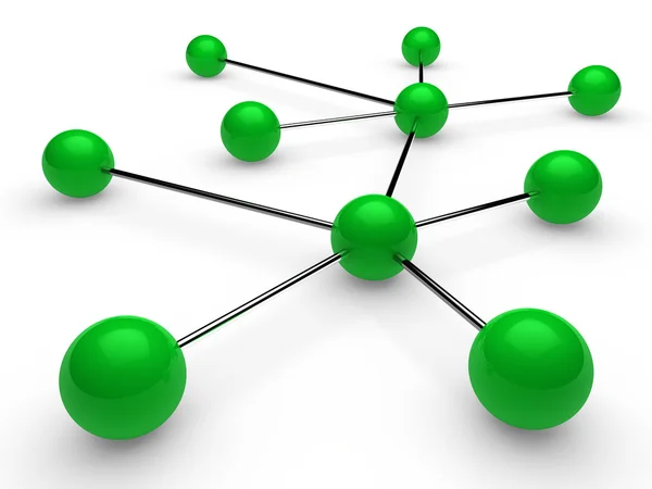 3d green chrome network — Stock Photo, Image