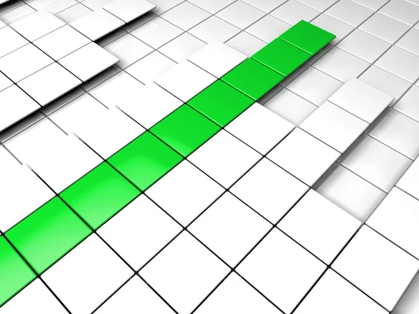 3D sześcian zielony biały — Zdjęcie stockowe