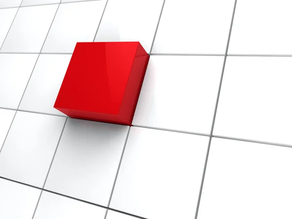 3d cube red area — Stock Photo, Image