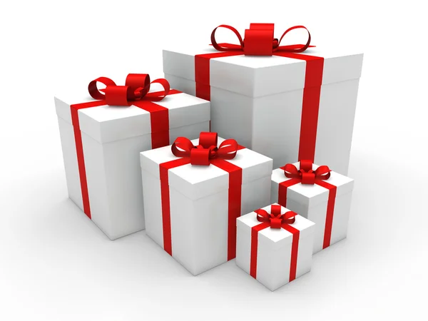 3d scatola regalo rosso Natale — Foto Stock