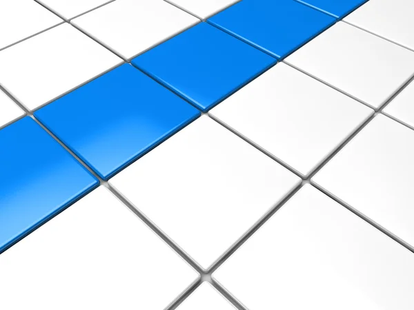 3d azul fundo cubo branco — Fotografia de Stock