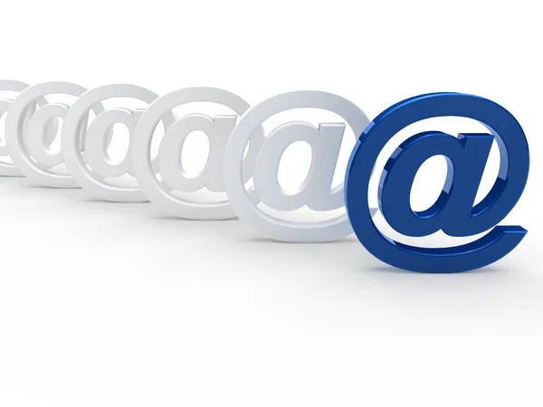 E-mail 3D niebieski biały znak — Zdjęcie stockowe