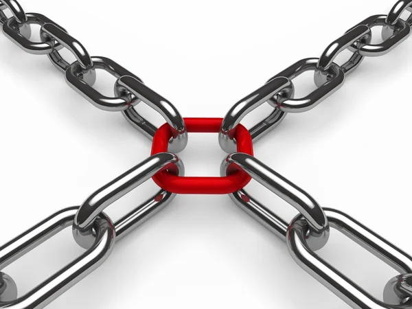 3d chain chrome red — Stock Photo, Image
