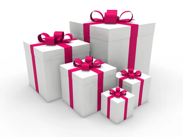 3d scatola regalo rosa Natale — Foto Stock