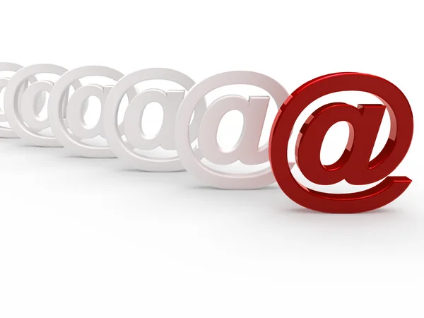 3D-rode witte e-mail teken — Stockfoto